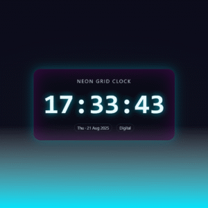 Neon Grid Clock Live Wallpaper for Windows & Mac — Animated Cyberpunk Desktop with Real-Time Digital Clock (4K/Ultrawide) ✨