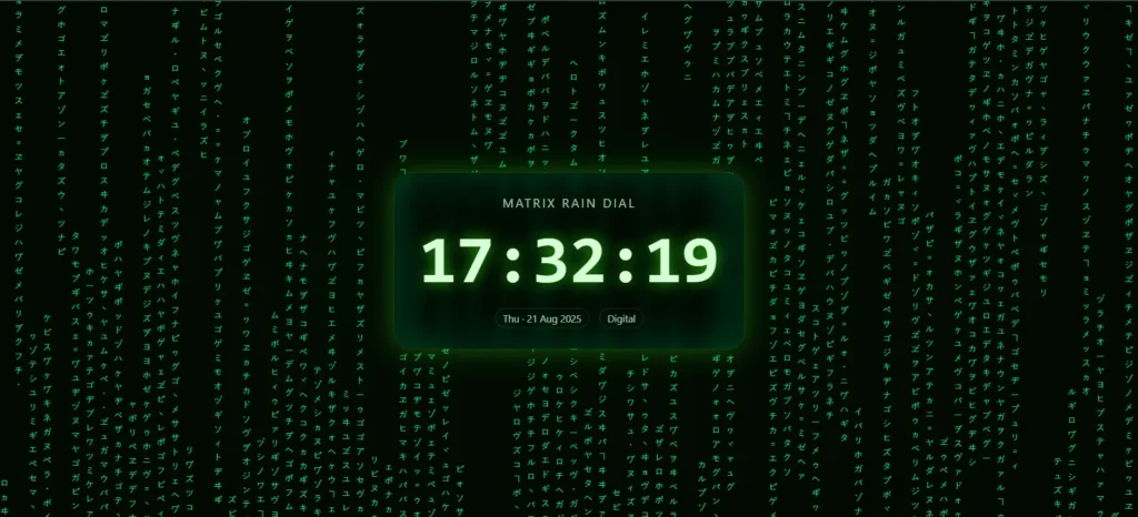 matrix Rain Dial Live Clock Wallpaper MAC Windows 4k