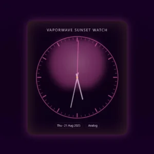 Vapor Wave Sunset Dial Clock Live Wallpaper MAC Windows 4k