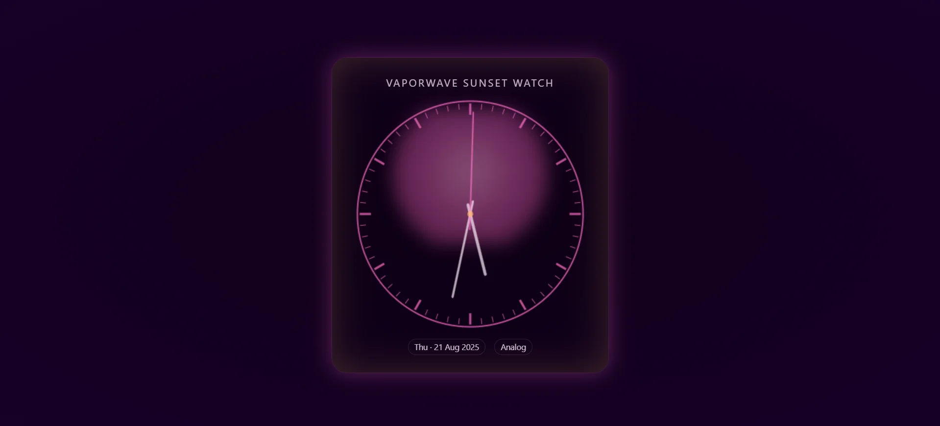 Vapor Wave Sunset Dial Clock Live Wallpaper MAC Windows 4k